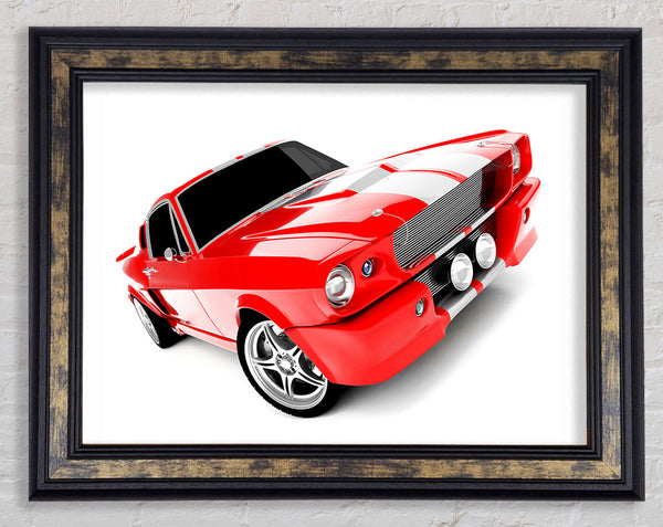 Mustang Red Side Profile Framed Print