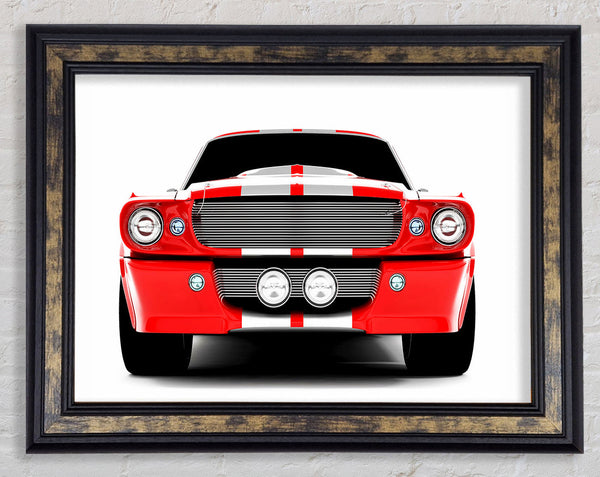 Mustang Red Front Grill Framed Print