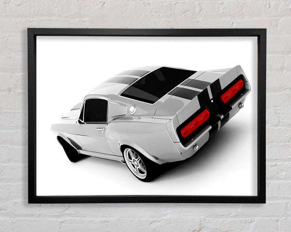Mustang Rear B n W Red Lights Framed Print
