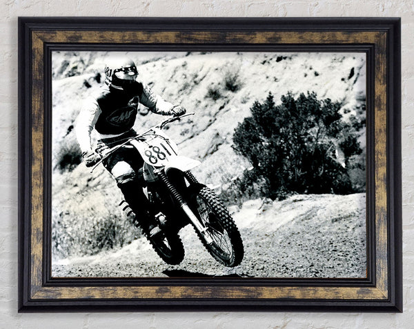 Motorcross Retro Race Framed Print