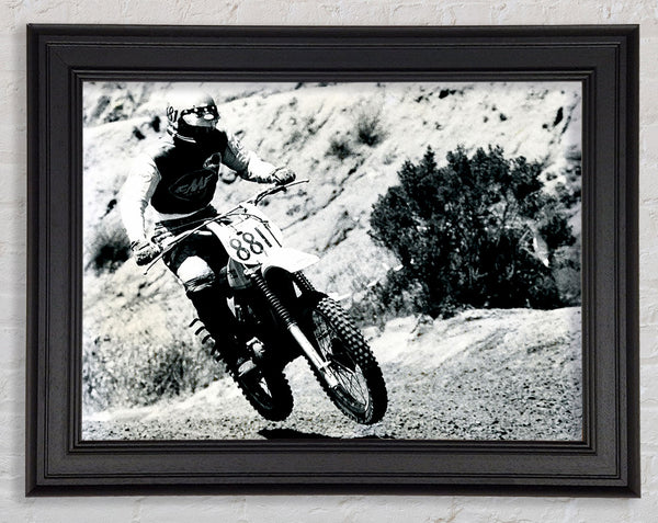 Motorcross Retro Race Framed Print