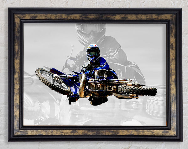 Motorcross Free Styler From Above Framed Print