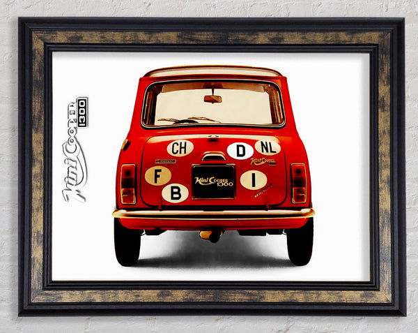 Mini Cooper Retro Rear Framed Print