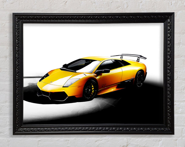 Lamborghini Side Profile Yellow Framed Print
