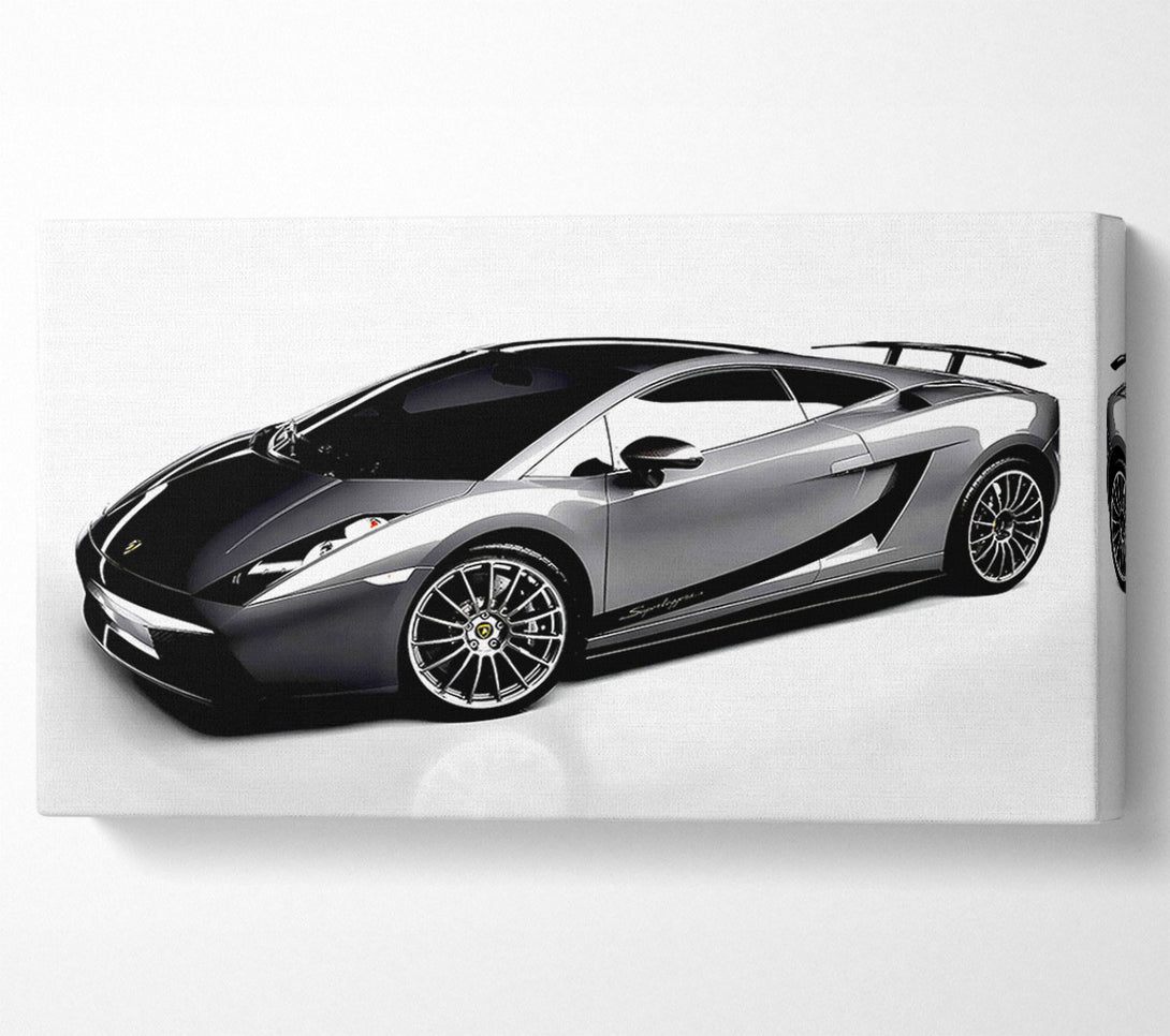  A Canvas Print of Lamborghini Side Profile Silver Canvas Print