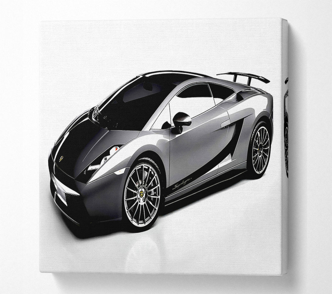  A Canvas Print of Lamborghini Side Profile Silver Canvas Print