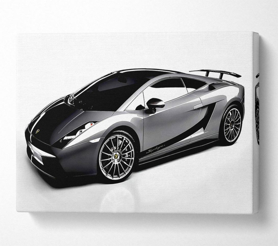  A Canvas Print of Lamborghini Side Profile Silver Canvas Print