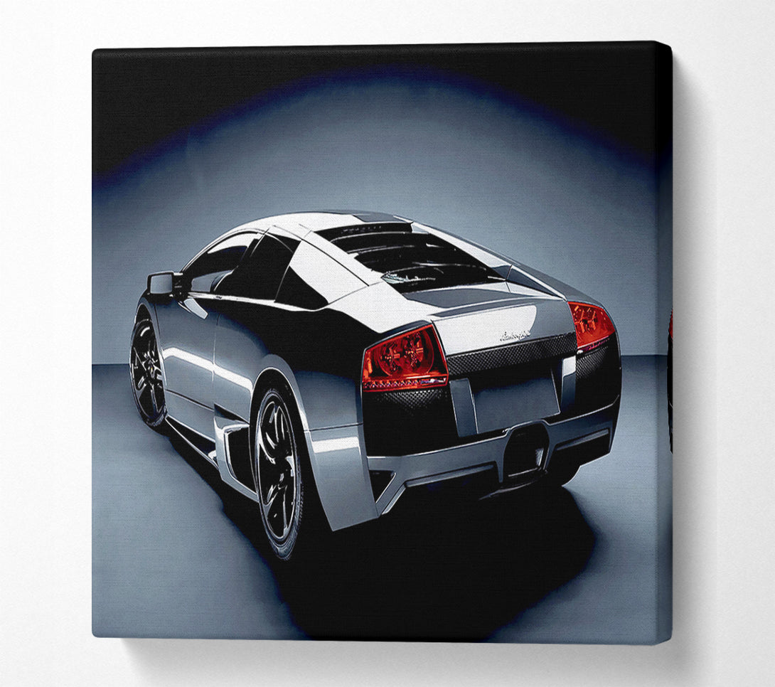 A Canvas Print of Lamborghini Rear Gunmetal Silver Canvas Art