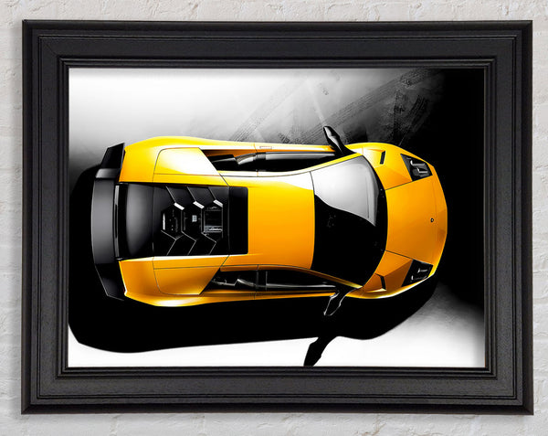 Lamborghini From Above Yellow Framed Print
