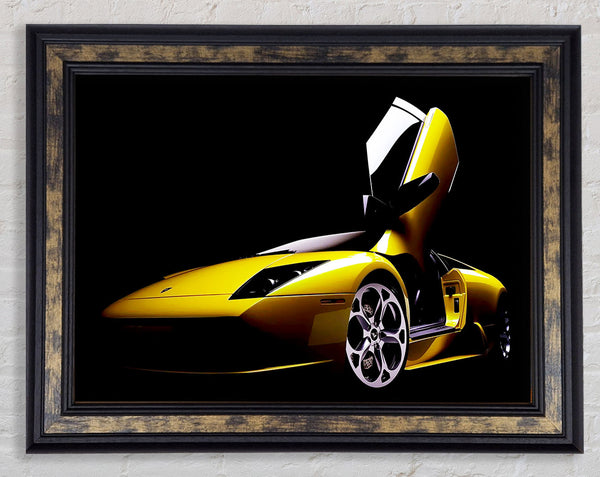 Lamborghini Doors Yellow Framed Print