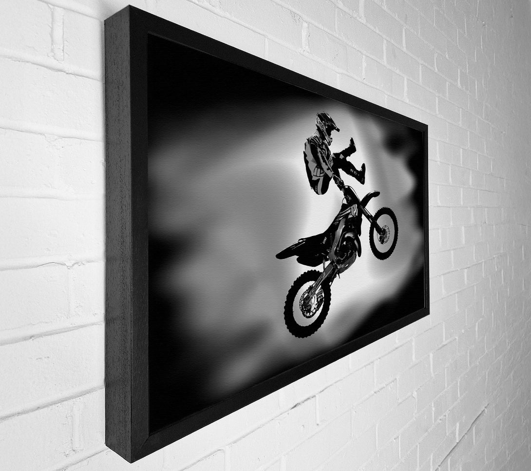 A Canvas Print of Free Style Motorcross B n W Canvas Wall Art