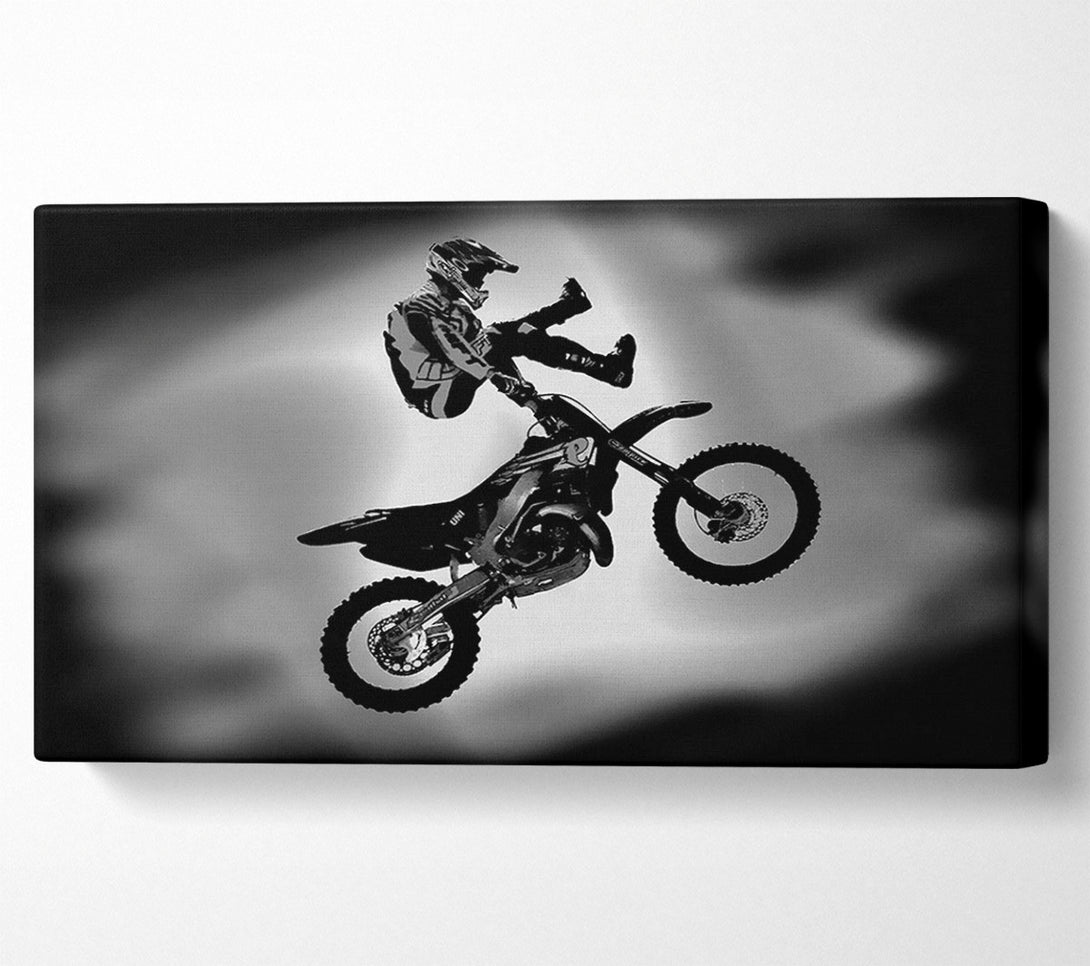  A Canvas Print of Free Style Motorcross B n W Canvas Wall Art