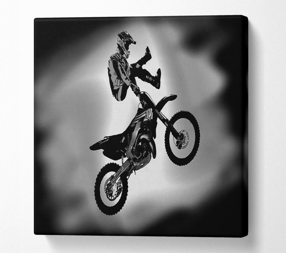  A Canvas Print of Free Style Motorcross B n W Canvas Wall Art