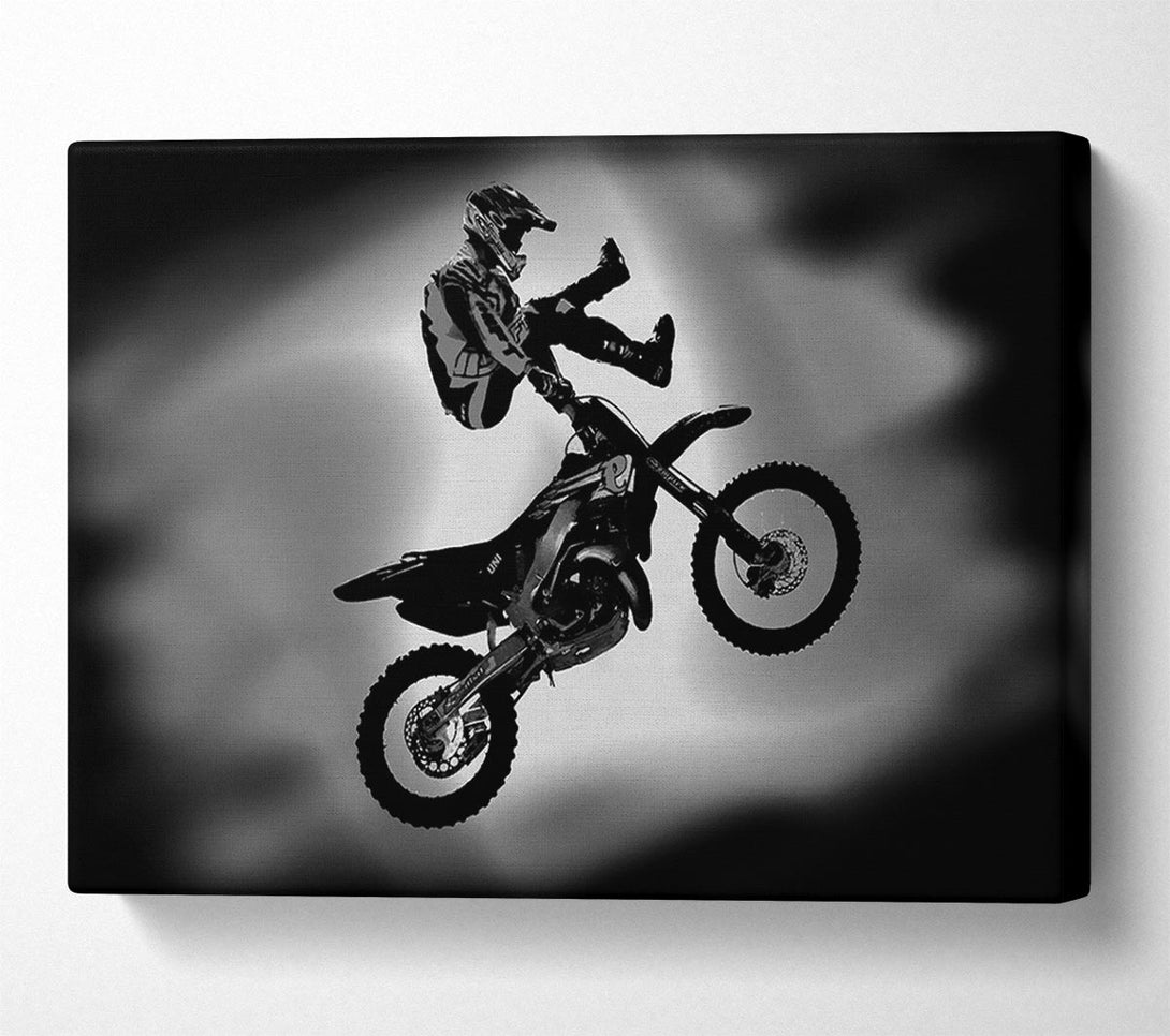  A Canvas Print of Free Style Motorcross B n W Canvas Wall Art