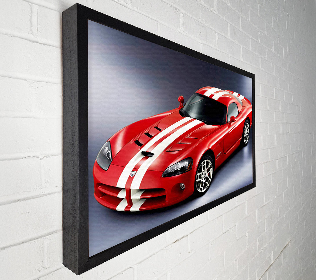  A Canvas Print of Ford Mustang Red White Stripes Canvas Wall Art