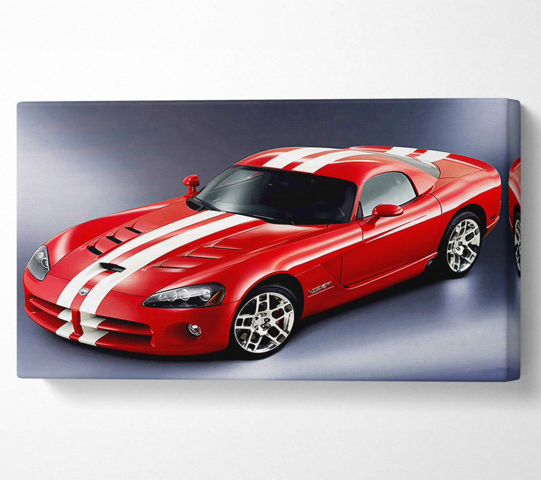  A Canvas Print of Ford Mustang Red White Stripes Canvas Wall Art