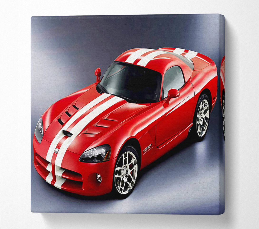  A Canvas Print of Ford Mustang Red White Stripes Canvas Wall Art
