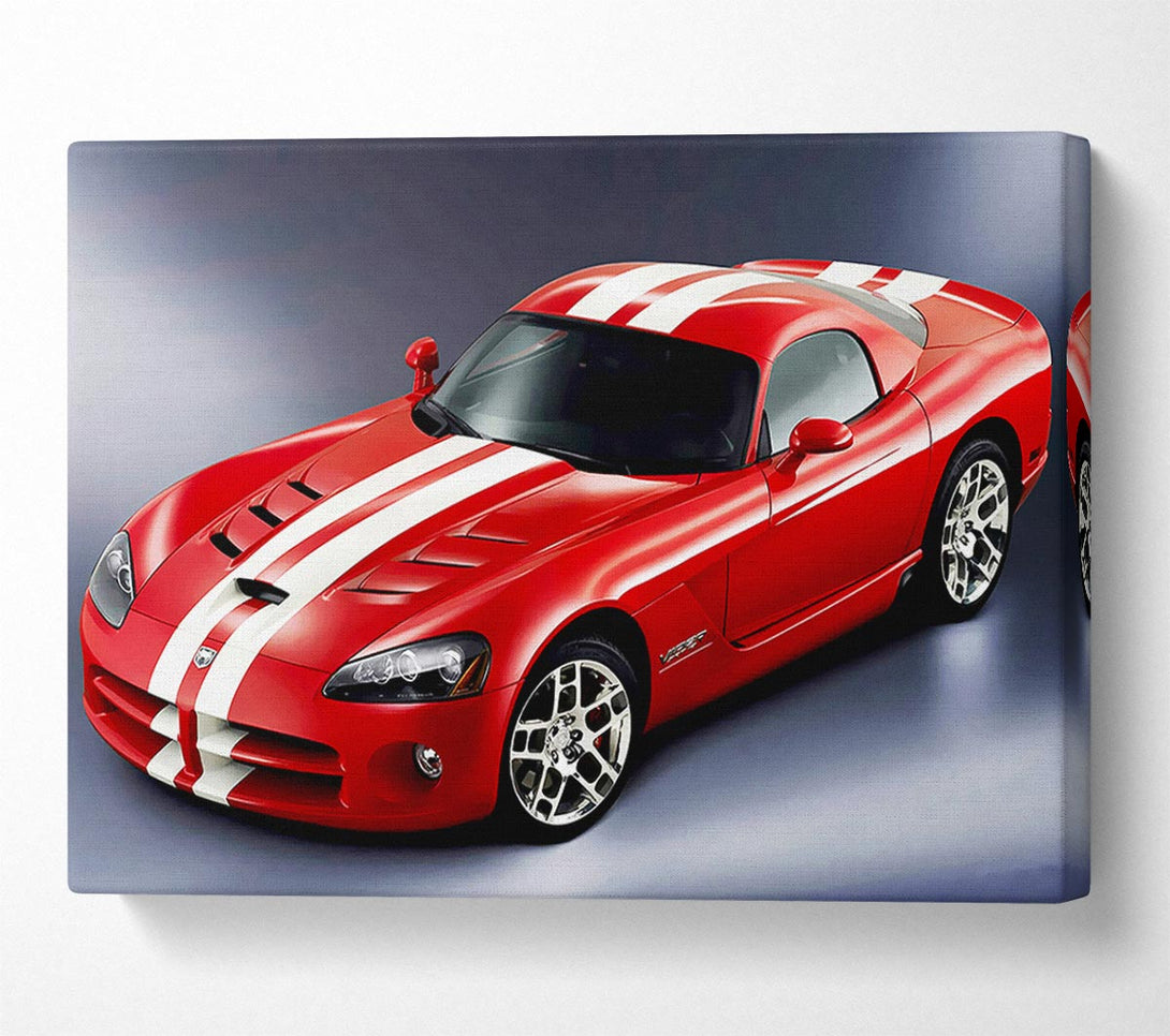  A Canvas Print of Ford Mustang Red White Stripes Canvas Wall Art