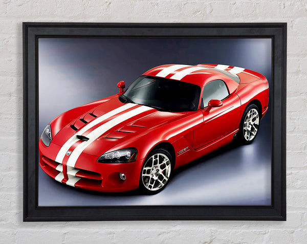 Ford Mustang Red White Stripes Framed Print
