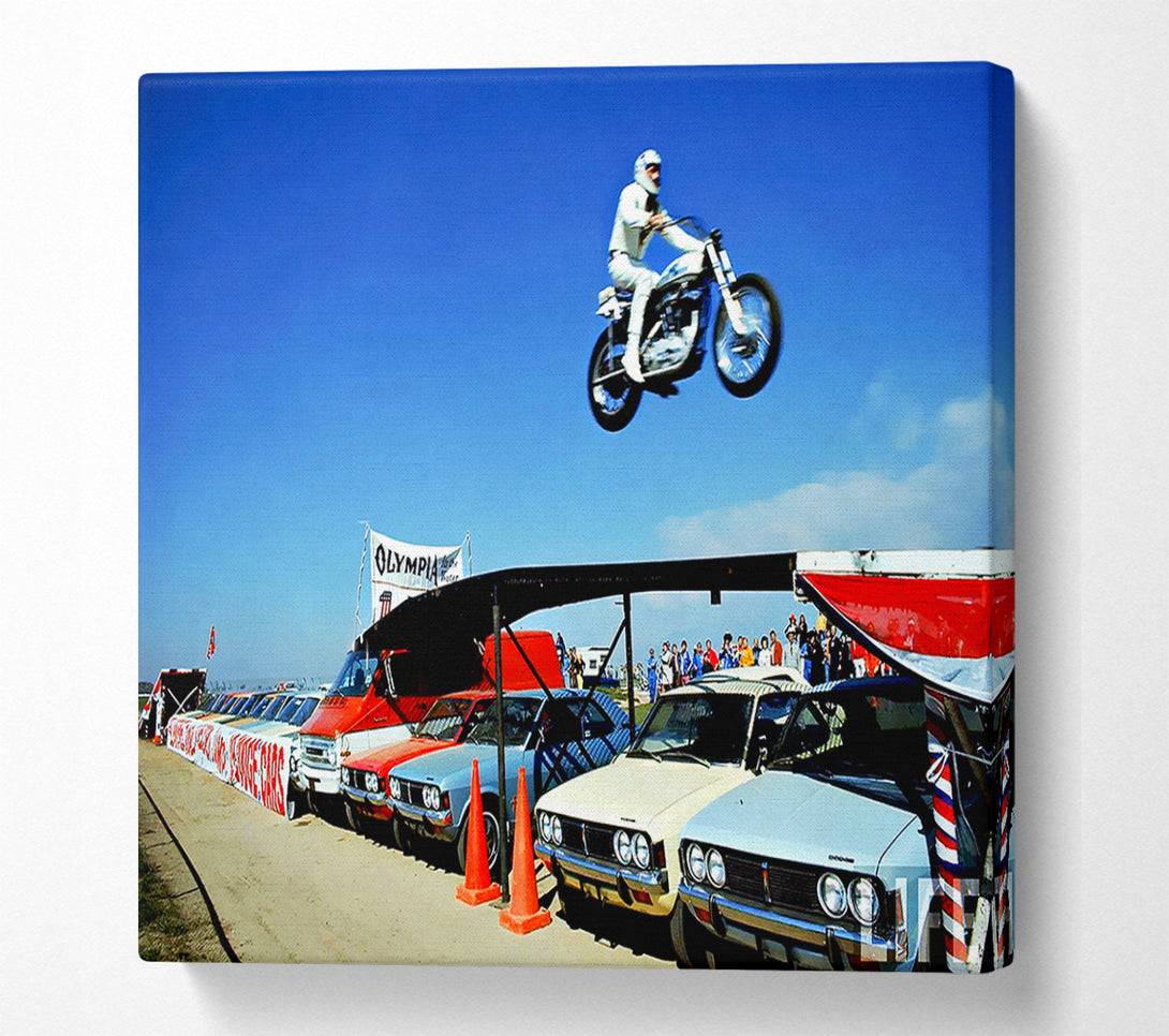  A Canvas Print of Evel Knievel Car Jump Canvas Art
