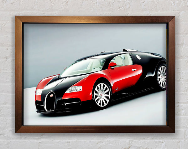 Bugatti Veyron Red And Black Side Profile Framed Print