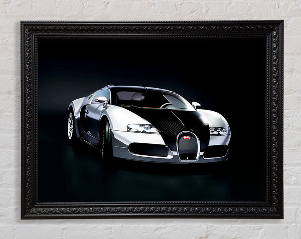 Bugatti Veyron Black Silver Framed Print