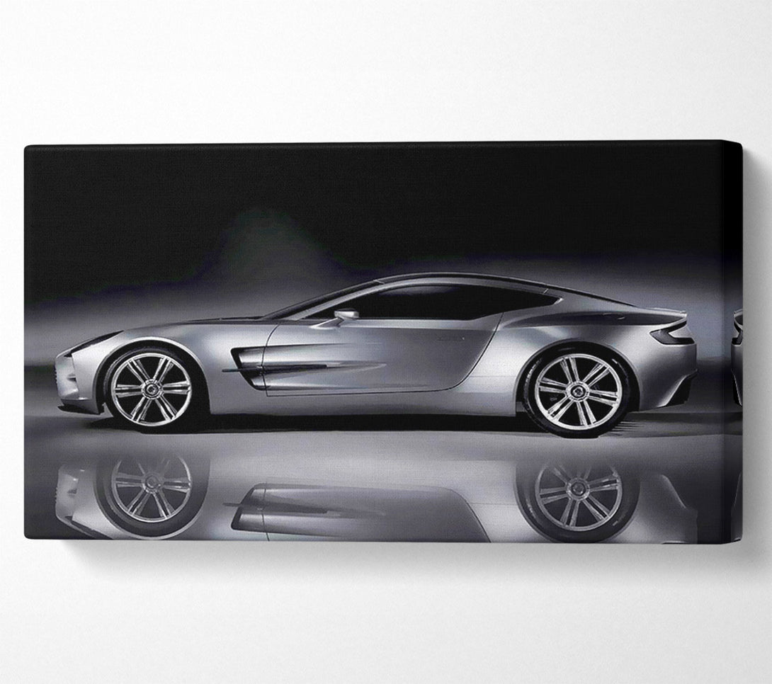  A Canvas Print of Aston Martin Db9 Silver Side Profile Canvas Art