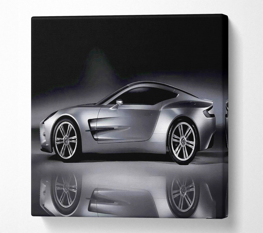  A Canvas Print of Aston Martin Db9 Silver Side Profile Canvas Art