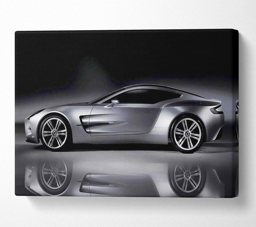  A Canvas Print of Aston Martin Db9 Silver Side Profile Canvas Art