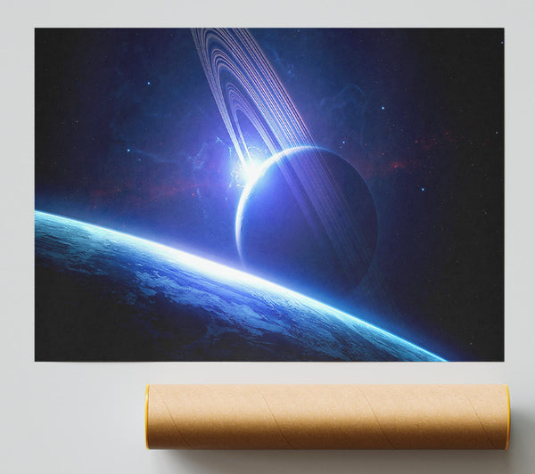 Planets Universe Blue Poster