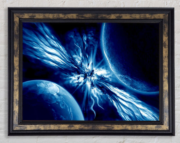 Blue Winged Planets Framed Print