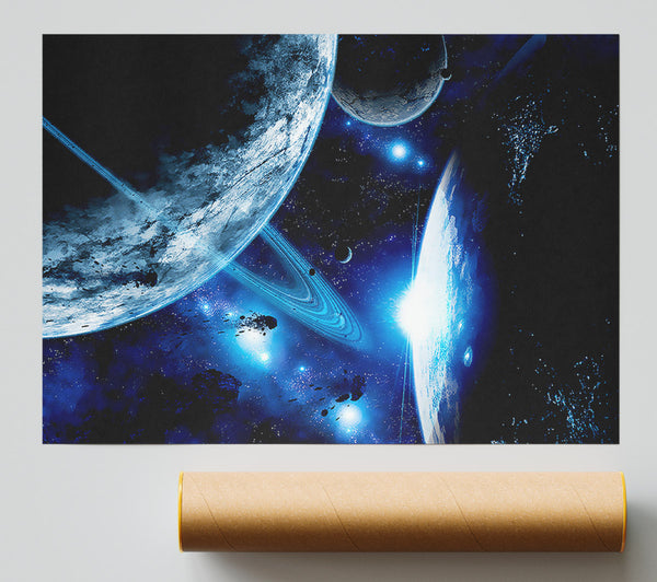 Blue Galaxy Rays Print