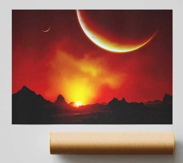 Red Sunrise On Mars Poster