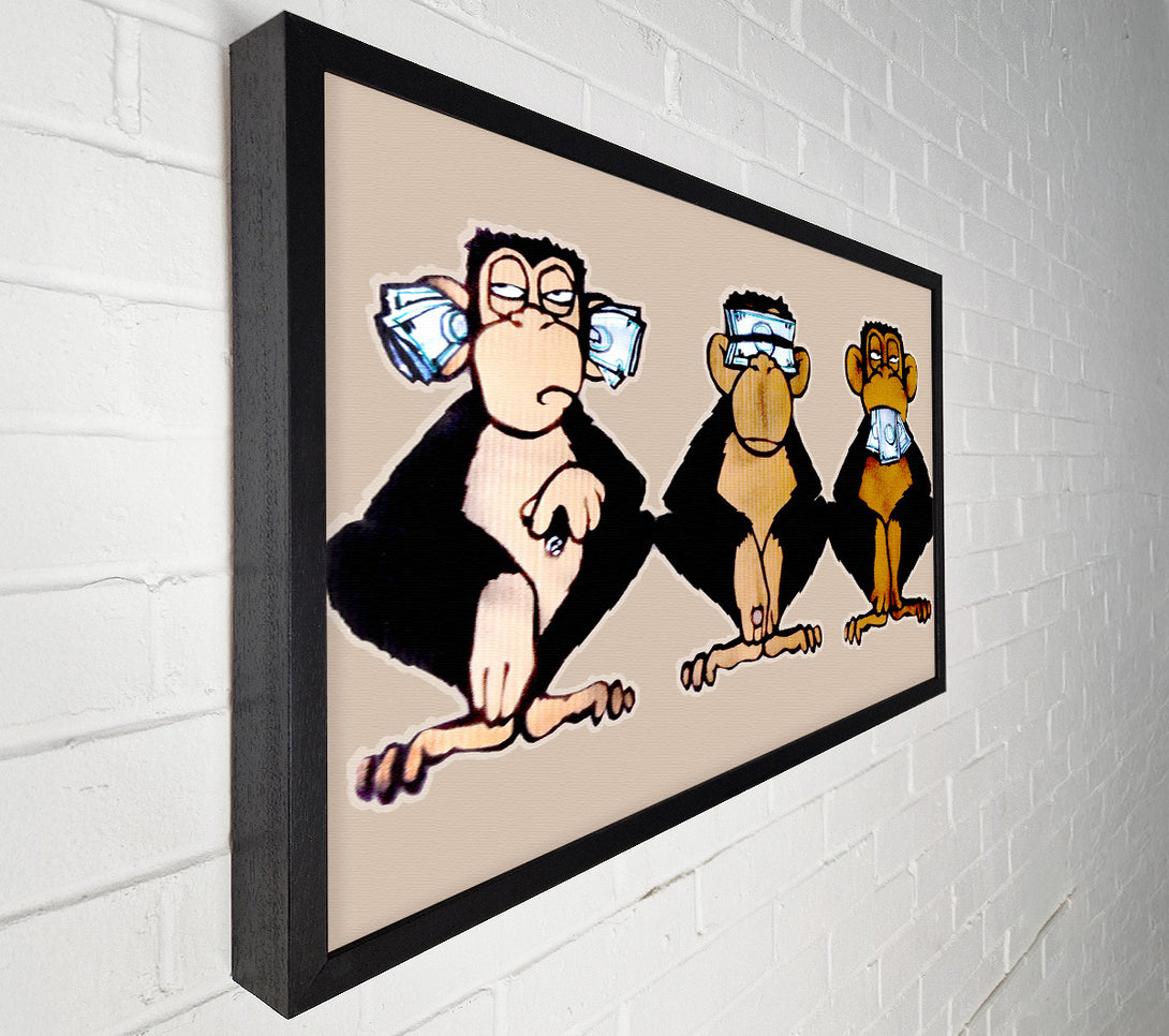  A Canvas Print of Money Monkeys Wise Canvas Wall Art