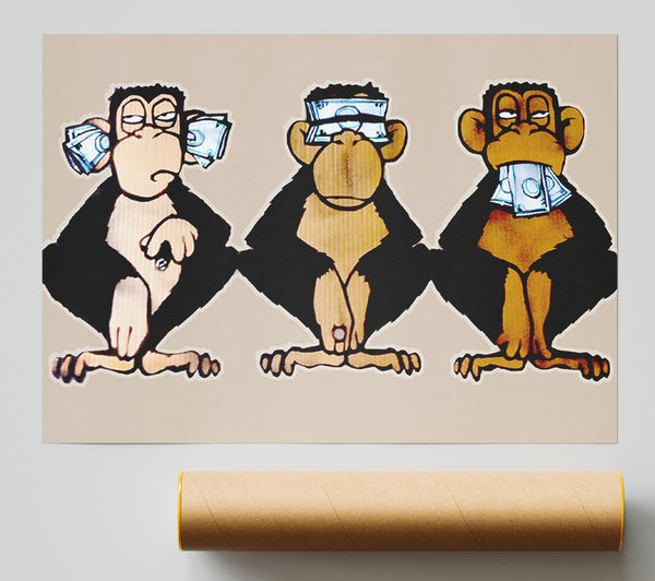 Money Monkeys Wise Giclee Print