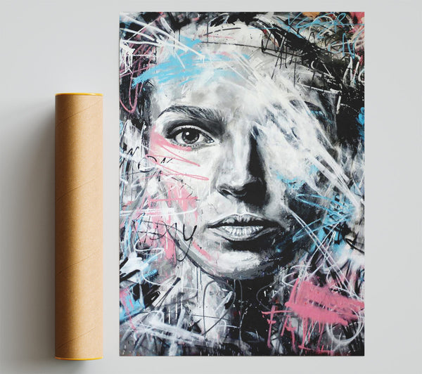 Pink And Blue Face Poster
