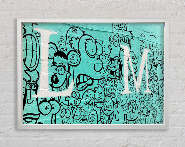 Cartoon Faces Framed Print
