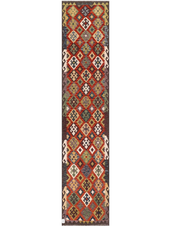 Maimana Afghanistan Kilim Runner - 387 x 83 cm