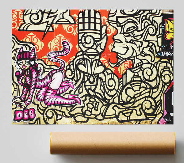 Graffiti Pink Cat Print