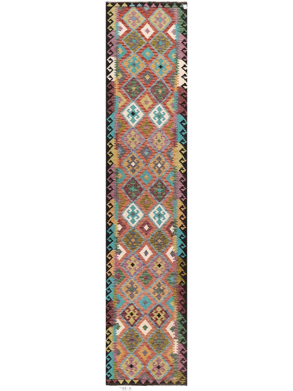 Maimana Afghanistan Kilim Runner - 395 x 84 cm