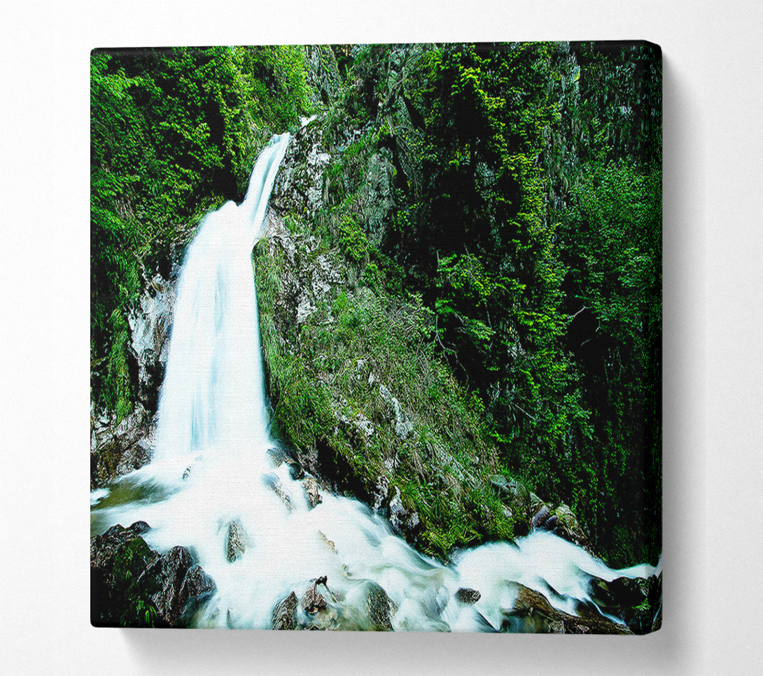  A Canvas Print of Mountain Waterfall Gush Canvas Print