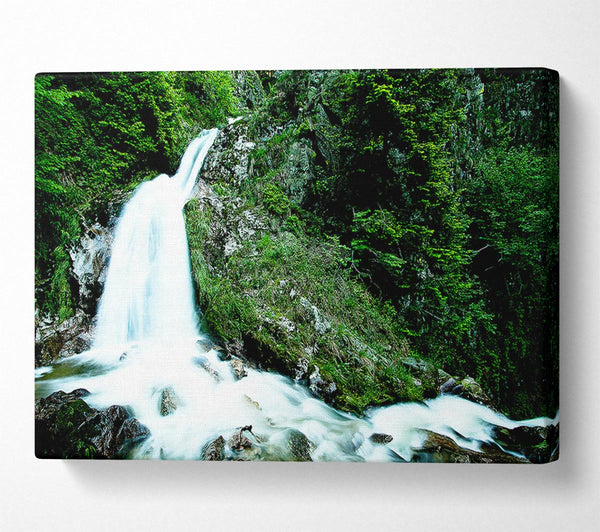  A Canvas Print of Mountain Waterfall Gush Canvas Print