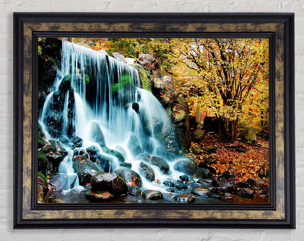 The Waterfalls Autumn Forest Framed Print