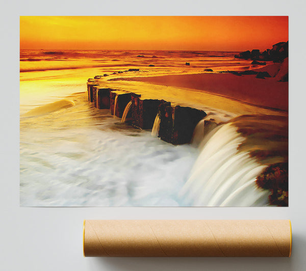 The Golden Flow To The Ocean Poster