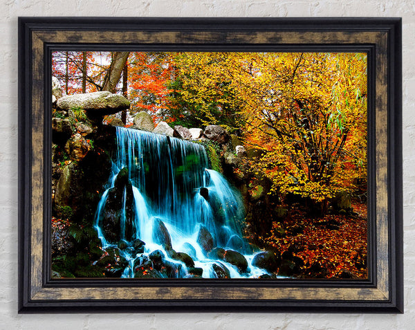 The Autumn Forest Waterfall Framed Print
