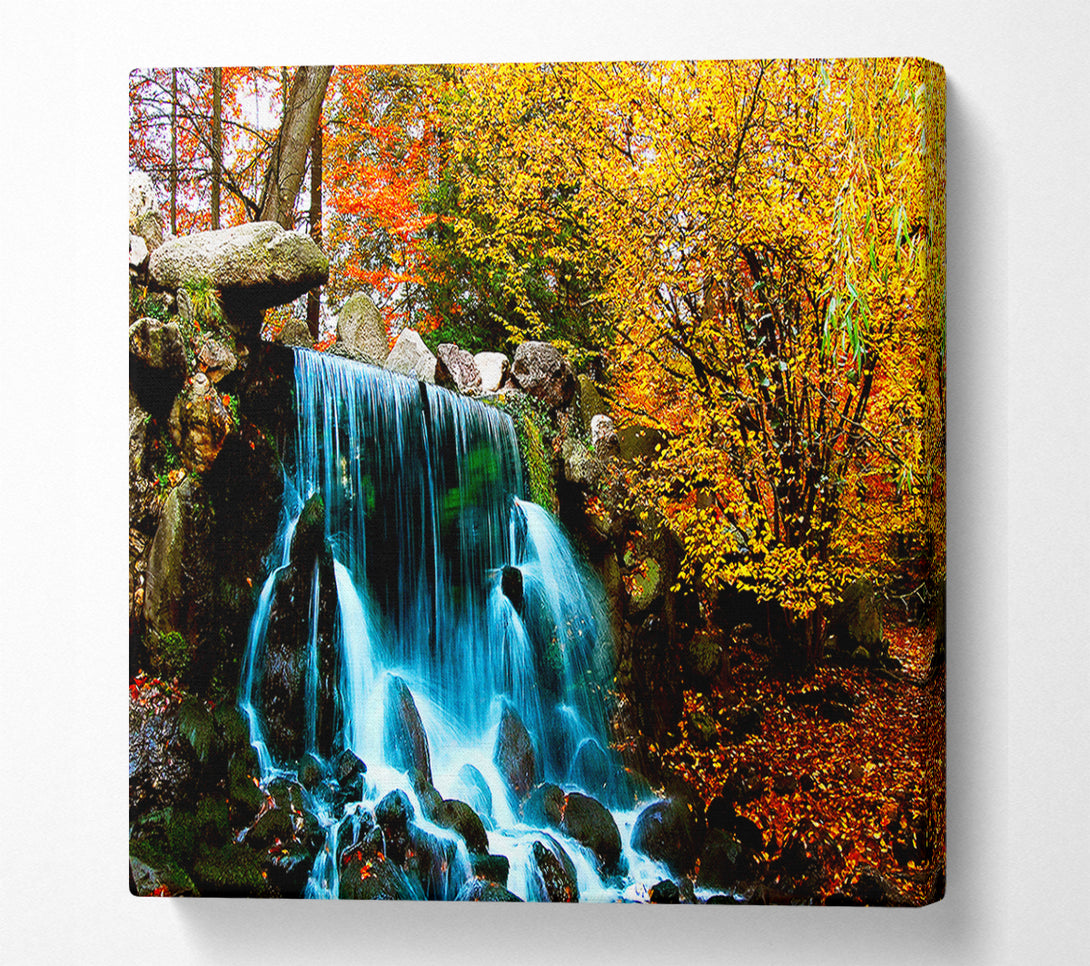  A Canvas Print of The Autumn Forest Waterfall Canvas Print