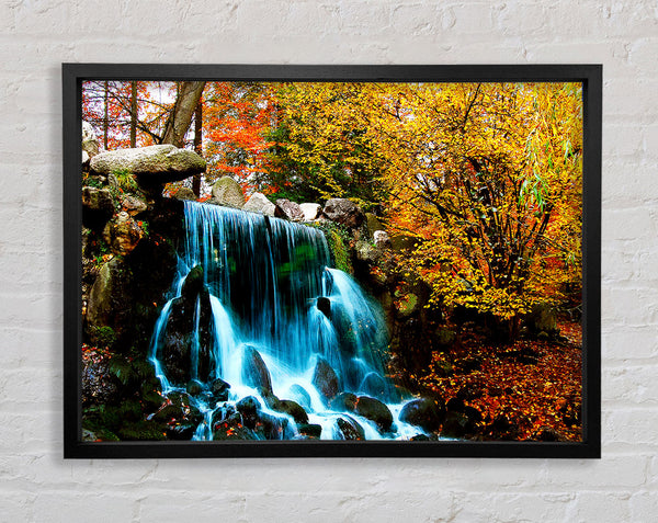 The Autumn Forest Waterfall Framed Print