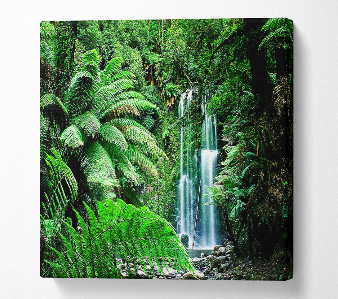  A Canvas Print of Hidden Woodland Waterfall Canvas Wall Art