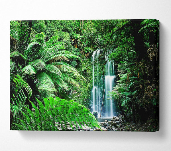  A Canvas Print of Hidden Woodland Waterfall Canvas Wall Art