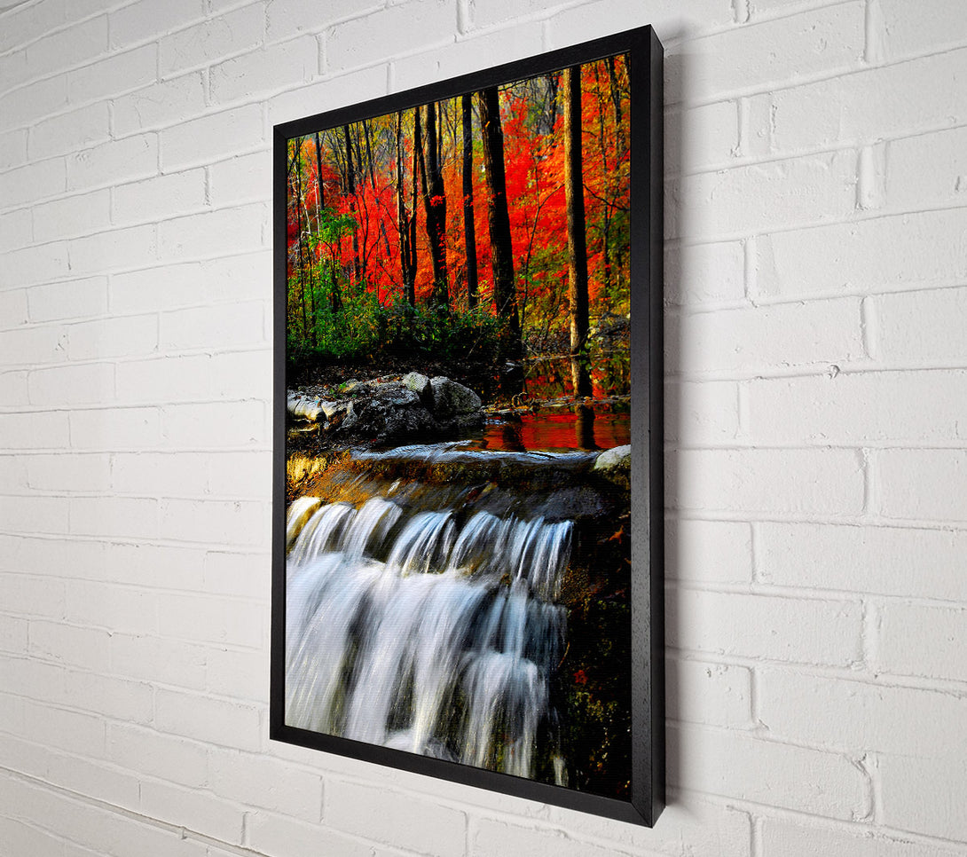  A Canvas Print of Autumn Waterfall Forest Canvas Print